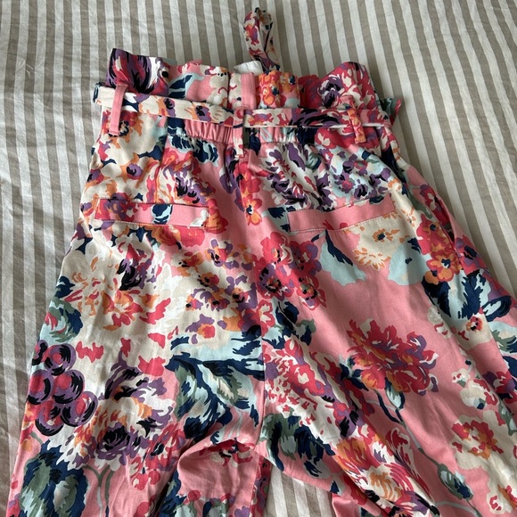 Zara Paperbag Floral Printt Pink Trousers | XS - Picture 6 of 8